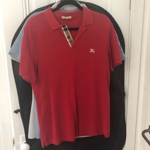 Red Burberry Men’s Polo